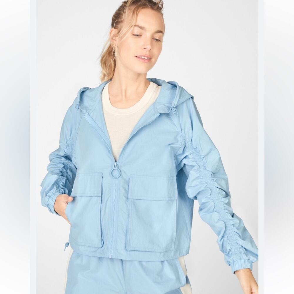 Womens Fabletics Blue Nora Track Jacket Stretch Woven
